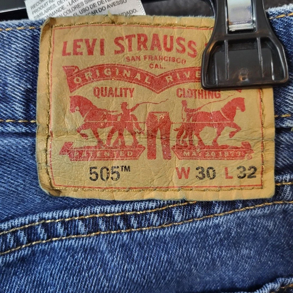 Levis 505 Regular Fit Straight Leg Jeans Mens 30x31 Blue Denim